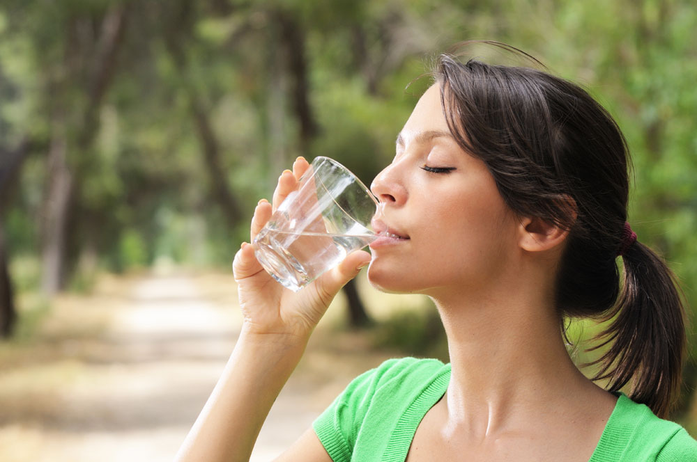 woman drinking water