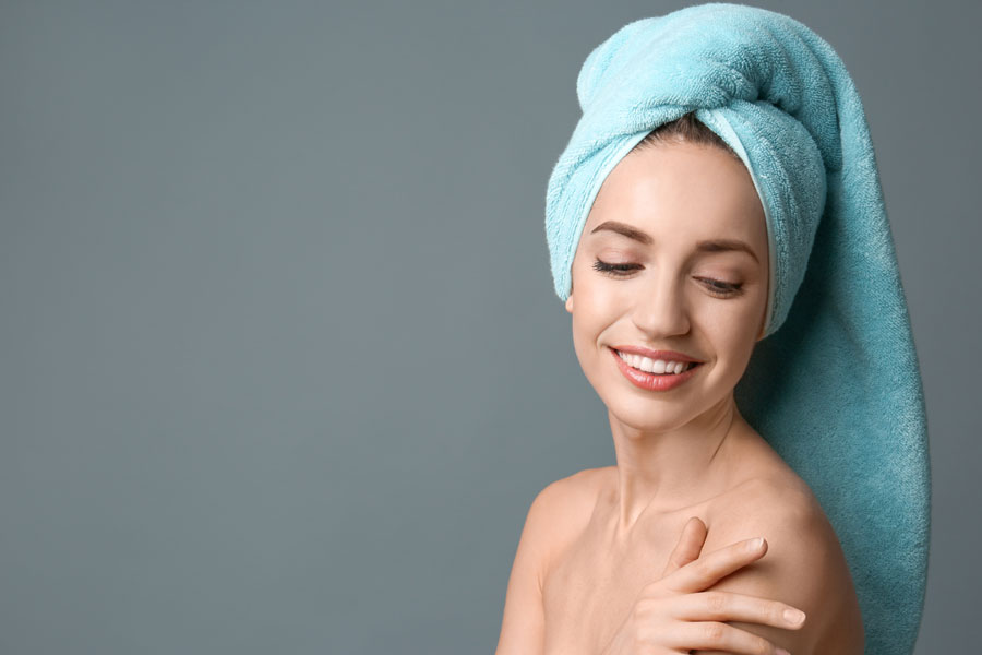 woman with soft water for great skin