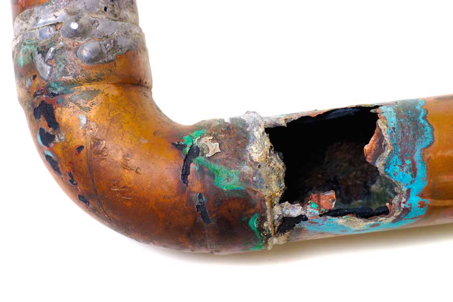 corroded pipe from water pH