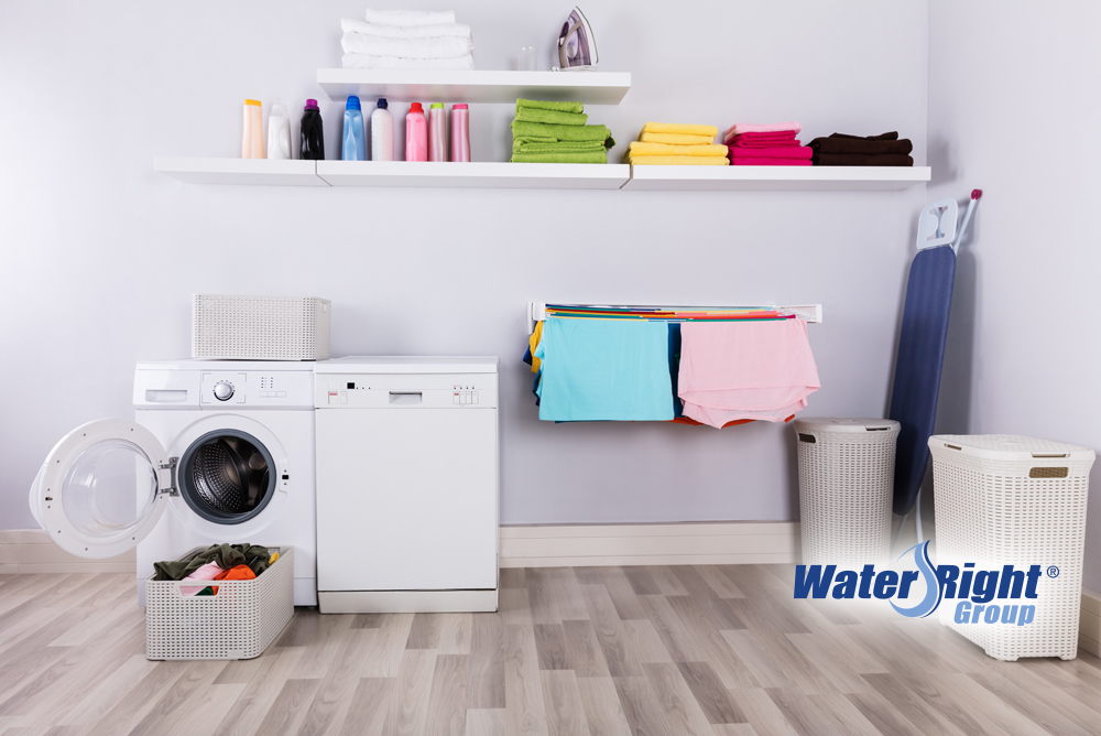 laundry room with hard water